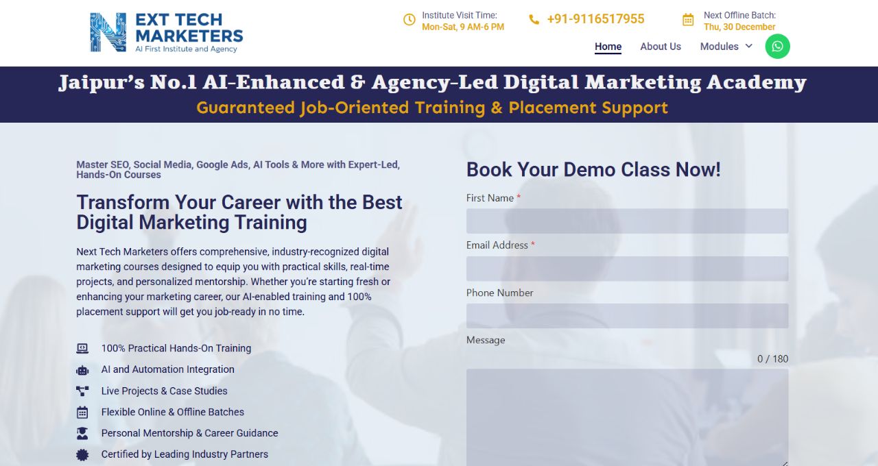 AI-Powered Digital Marketing Institute in Jaipur - Next Tech Marketers